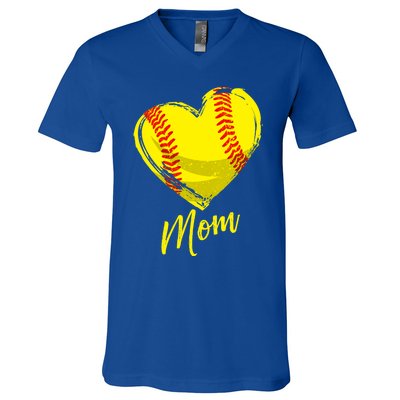 Cute Mom Softball Gift For Proud Pitchers Mama Aunt Gift V-Neck T-Shirt