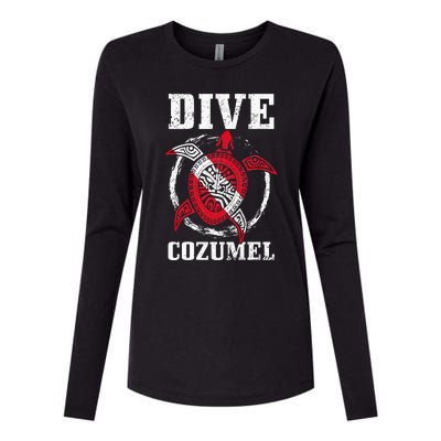 Cozumel Mexico Scuba Diving Flag Sea Turtle Scuba Diver Dive Womens Cotton Relaxed Long Sleeve T-Shirt