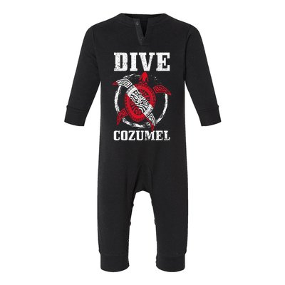 Cozumel Mexico Scuba Diving Flag Sea Turtle Scuba Diver Dive Infant Fleece One Piece