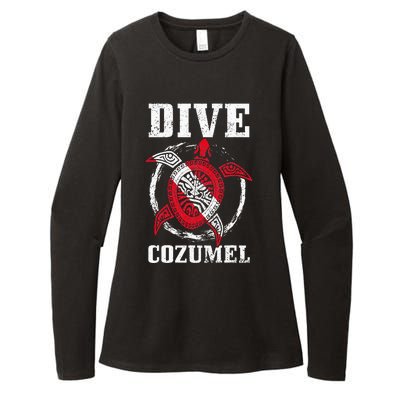 Cozumel Mexico Scuba Diving Flag Sea Turtle Scuba Diver Dive Womens CVC Long Sleeve Shirt