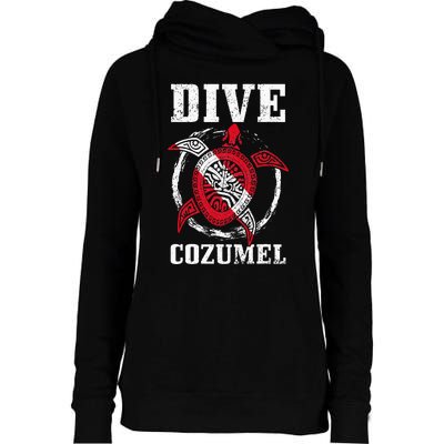 Cozumel Mexico Scuba Diving Flag Sea Turtle Scuba Diver Dive Womens Funnel Neck Pullover Hood