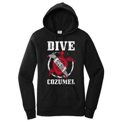 Cozumel Mexico Scuba Diving Flag Sea Turtle Scuba Diver Dive Women's Pullover Hoodie