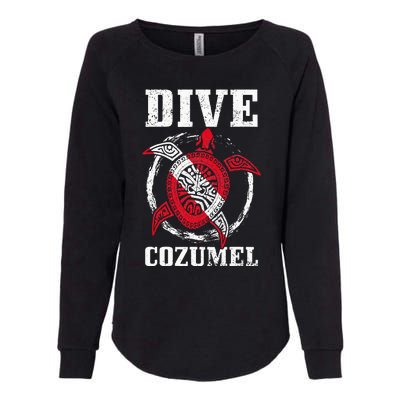 Cozumel Mexico Scuba Diving Flag Sea Turtle Scuba Diver Dive Womens California Wash Sweatshirt