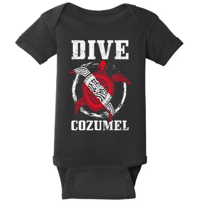 Cozumel Mexico Scuba Diving Flag Sea Turtle Scuba Diver Dive Baby Bodysuit