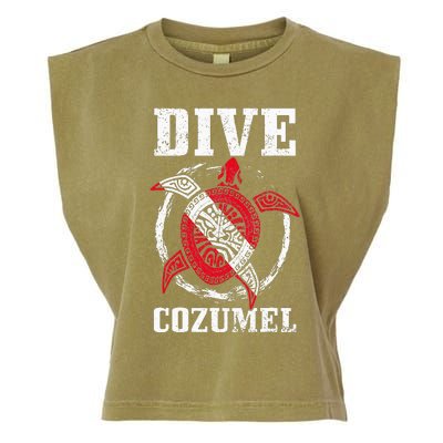 Cozumel Mexico Scuba Diving Flag Sea Turtle Scuba Diver Dive Garment-Dyed Women's Muscle Tee