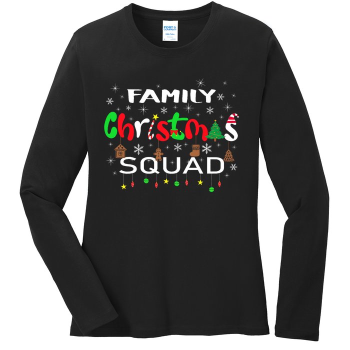 Christmas Morning Squad Xmas Holiday Pajama Matching Family Ladies Long Sleeve Shirt