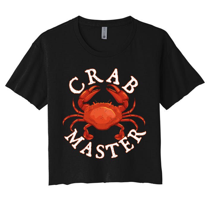 Crab Master Seafood Crustacean Sea Lover Hunting Crabbing Women's Crop Top Tee