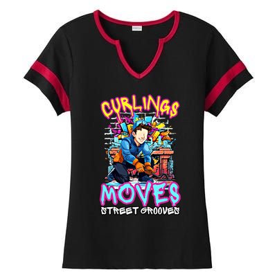 Curlings Moves Street Grooves Curling Meaningful Gift Funny Curling Funny Gift Ladies Halftime Notch Neck Tee