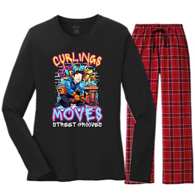 Curlings Moves Street Grooves Curling Meaningful Gift Funny Curling Funny Gift Women's Long Sleeve Flannel Pajama Set 