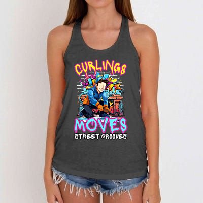 Curlings Moves Street Grooves Curling Meaningful Gift Funny Curling Funny Gift Women's Knotted Racerback Tank