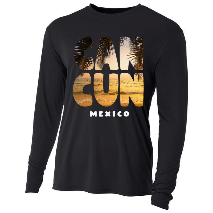 Cancun Mexico Souvenir Sunset Summer Vacation Cooling Performance Long Sleeve Crew