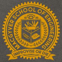 Cool MacGyver School Of Engineering Improvise Or Die EST 1985 Emblem Cotton Canvas Backpack