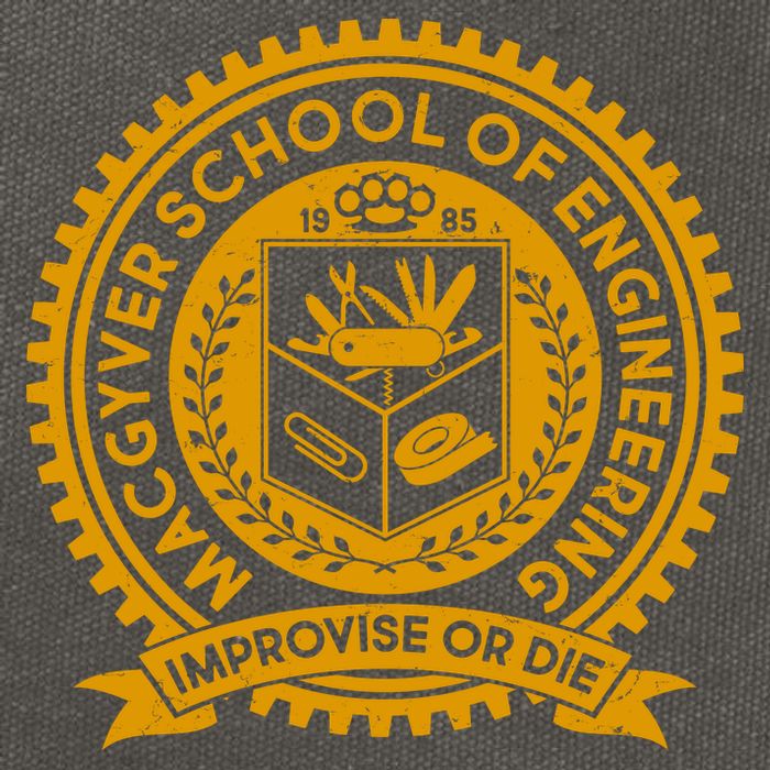 Cool MacGyver School Of Engineering Improvise Or Die EST 1985 Emblem Cotton Canvas Backpack