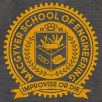Cool MacGyver School Of Engineering Improvise Or Die EST 1985 Emblem Vector Backpack