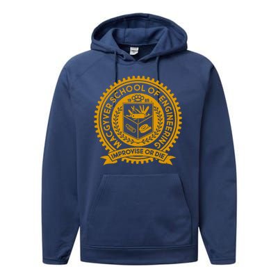 Cool MacGyver School Of Engineering Improvise Or Die EST 1985 Emblem Performance Fleece Hoodie