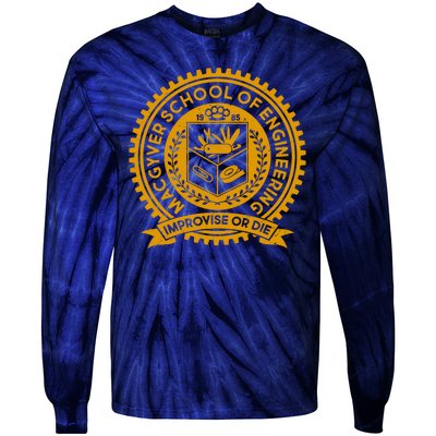 Cool MacGyver School Of Engineering Improvise Or Die EST 1985 Emblem Tie-Dye Long Sleeve Shirt