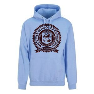 Cool MacGyver School Of Engineering Improvise Or Die EST 1985 Emblem Unisex Surf Hoodie