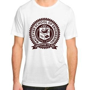 Cool MacGyver School Of Engineering Improvise Or Die EST 1985 Emblem Adult ChromaSoft Performance T-Shirt