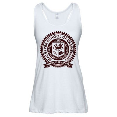 Cool MacGyver School Of Engineering Improvise Or Die EST 1985 Emblem Ladies Essential Flowy Tank