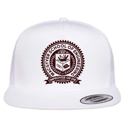 Cool MacGyver School Of Engineering Improvise Or Die EST 1985 Emblem Flat Bill Trucker Hat