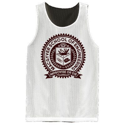 Cool MacGyver School Of Engineering Improvise Or Die EST 1985 Emblem Mesh Reversible Basketball Jersey Tank