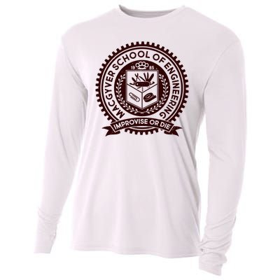 Cool MacGyver School Of Engineering Improvise Or Die EST 1985 Emblem Cooling Performance Long Sleeve Crew