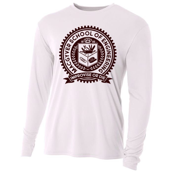 Cool MacGyver School Of Engineering Improvise Or Die EST 1985 Emblem Cooling Performance Long Sleeve Crew