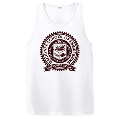 Cool MacGyver School Of Engineering Improvise Or Die EST 1985 Emblem PosiCharge Competitor Tank