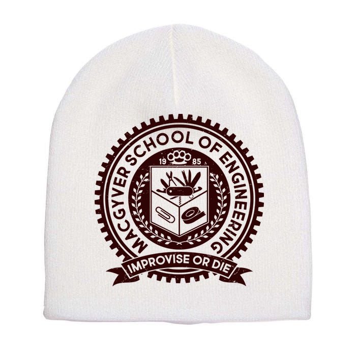 Cool MacGyver School Of Engineering Improvise Or Die EST 1985 Emblem Short Acrylic Beanie