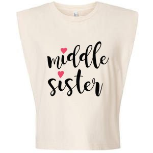 Cute Middle Sister Gift Lucky To Have Big Sis And Lil' Sister Cool Gift Garment-Dyed Women's Muscle Tee