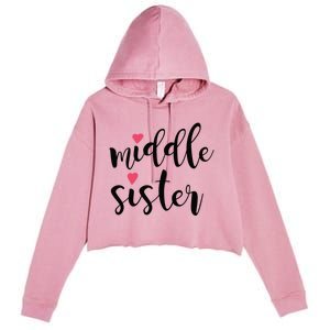 Cute Middle Sister Gift Lucky To Have Big Sis And Lil' Sister Cool Gift Crop Fleece Hoodie