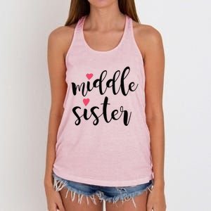 Cute Middle Sister Gift Lucky To Have Big Sis And Lil' Sister Cool Gift Women's Knotted Racerback Tank