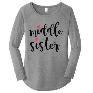 Cute Middle Sister Gift Lucky To Have Big Sis And Lil' Sister Cool Gift Women's Perfect Tri Tunic Long Sleeve Shirt