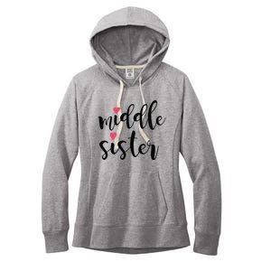 Cute Middle Sister Gift Lucky To Have Big Sis And Lil' Sister Cool Gift Women's Fleece Hoodie