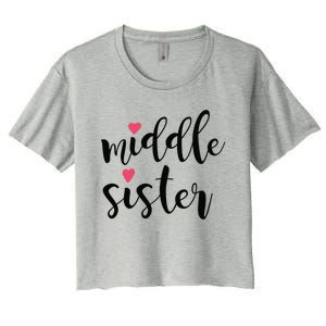 Cute Middle Sister Gift Lucky To Have Big Sis And Lil' Sister Cool Gift Women's Crop Top Tee