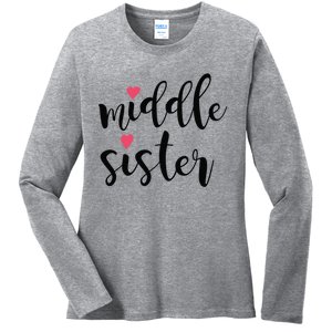 Cute Middle Sister Gift Lucky To Have Big Sis And Lil' Sister Cool Gift Ladies Long Sleeve Shirt