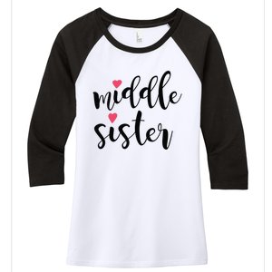 Cute Middle Sister Gift Lucky To Have Big Sis And Lil' Sister Cool Gift Women's Tri-Blend 3/4-Sleeve Raglan Shirt