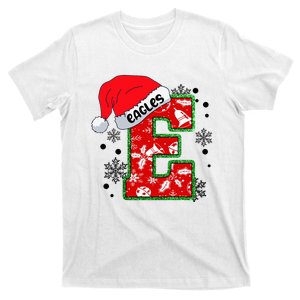 Christmas Mascot Santa Hat Xmas Eagles  T-Shirt