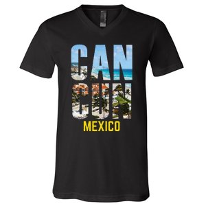 Cancun Mexico Souvenir Gift Spring Summer Vacation Break V-Neck T-Shirt