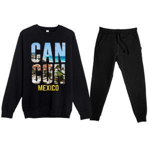 Cancun Mexico Souvenir Gift Spring Summer Vacation Break Premium Crewneck Sweatsuit Set