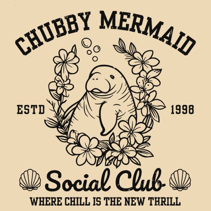 Chubby Mermaid Social Club Drawstring Bag
