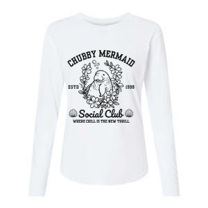 Chubby Mermaid Social Club Womens Cotton Relaxed Long Sleeve T-Shirt