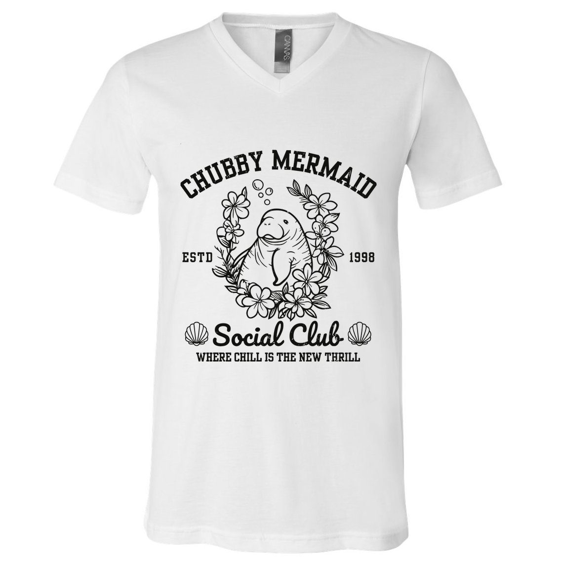 Chubby Mermaid Social Club V-Neck T-Shirt