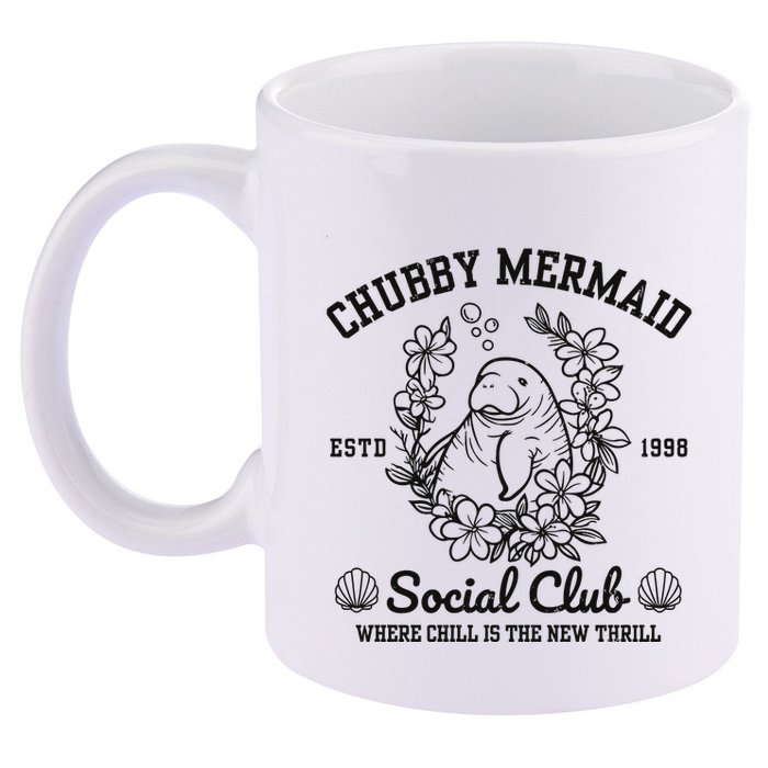 Chubby Mermaid Social Club 11oz C Handle Ceramic Mug