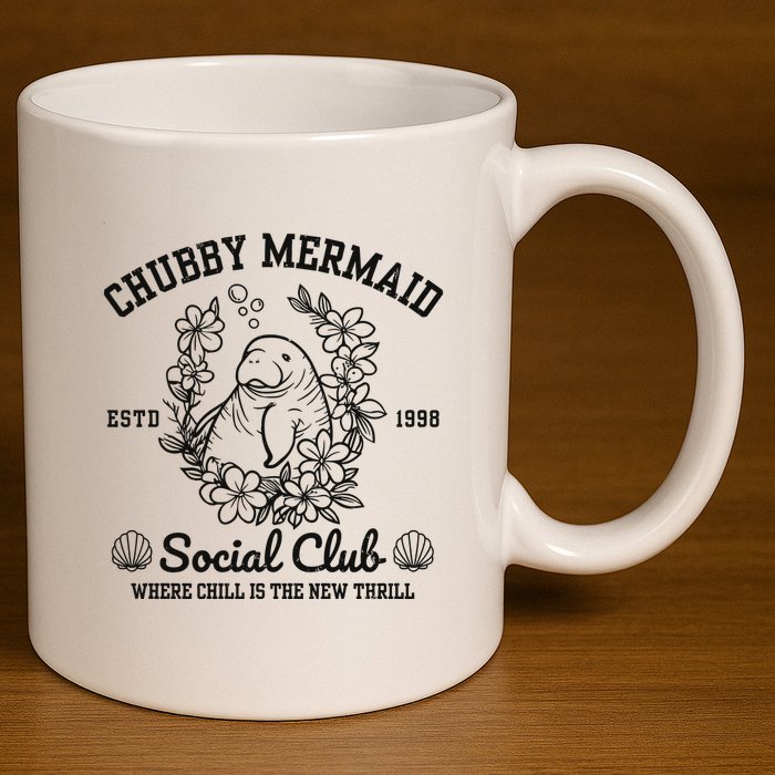 Chubby Mermaid Social Club 11oz C Handle Ceramic Mug