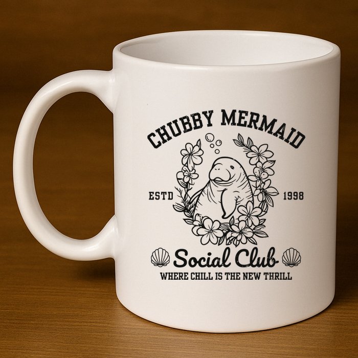 Chubby Mermaid Social Club 11oz C Handle Ceramic Mug