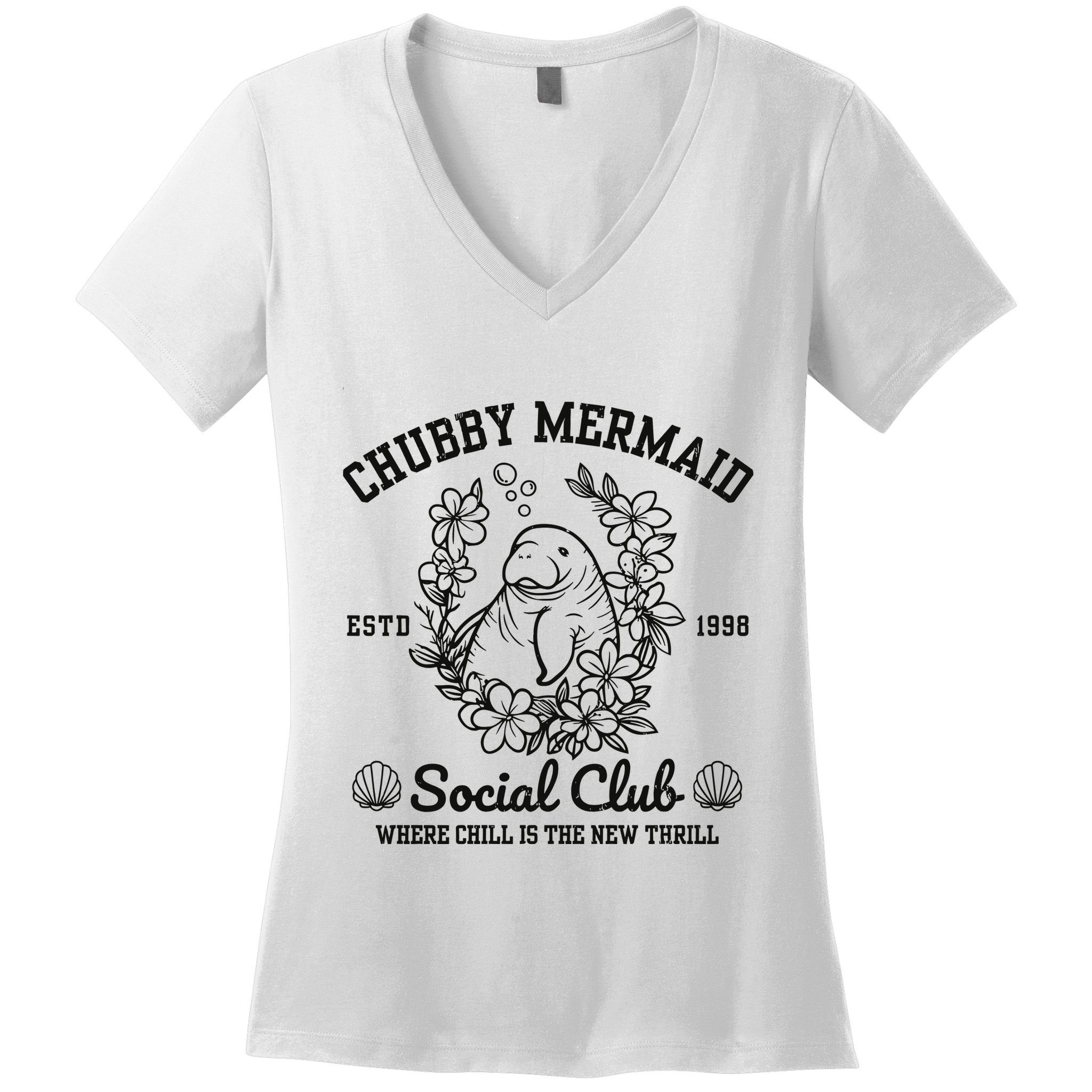 Chubby Mermaid Social Club Women's V-Neck T-Shirt