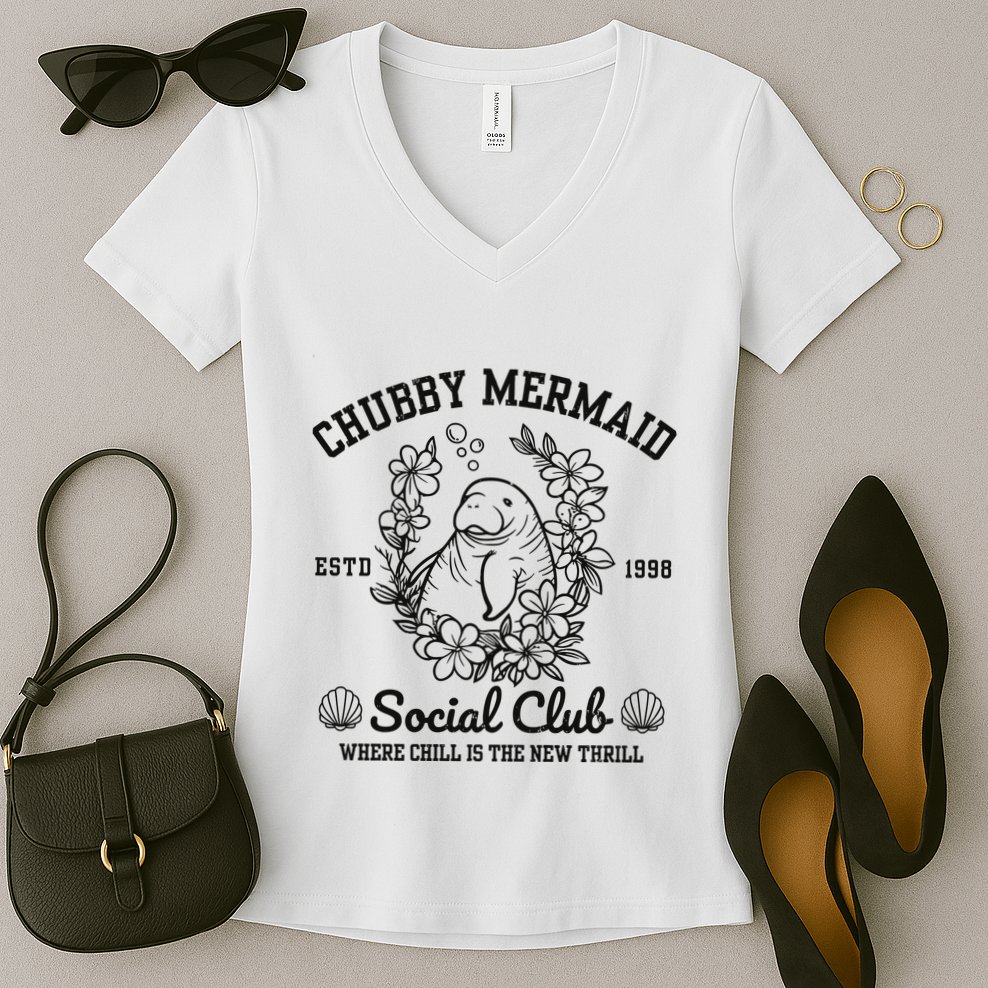 Chubby Mermaid Social Club Women's V-Neck T-Shirt