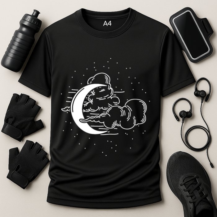 Crescent Moon Stars Dark Goth Gothic Witchcraft Occult Wicca Cool Gift Cooling Performance Crew T-Shirt