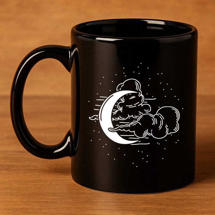 Crescent Moon Stars Dark Goth Gothic Witchcraft Occult Wicca Cool Gift 11oz C Handle Ceramic Mug